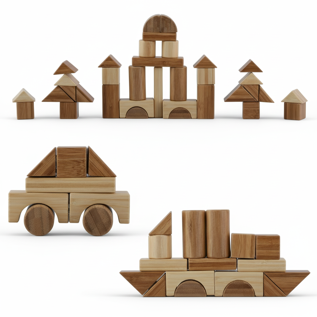 Bamboo Building Blocks, 50pc Set — play possibilities