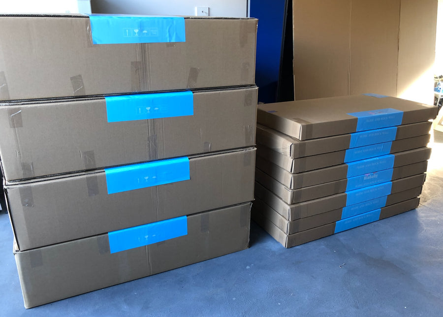 The first ten Riababy climbing frames arriving at our Melbourne garage in 2020
