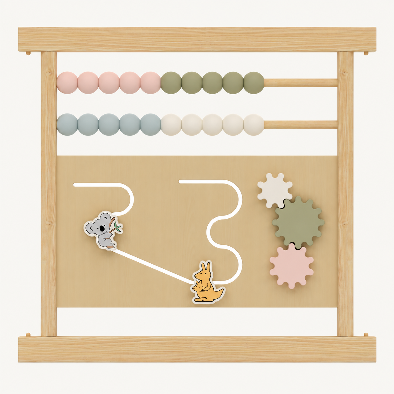 Planned activity panel with beads, gears, koala and kangaroo sliders