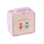 Closed Wooden Doll House GoBox shown from the front with carry handle