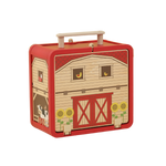 Closed Wooden Farm House GoBox with carry handle and farm artwork