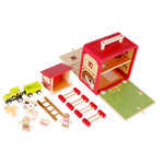 Farm House GoBox set with tractor, trailer, farmers, animals, fences and barn accessories