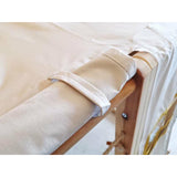Close-up of the Glamping Tent fastening secured around the wooden Kangaroo Playhouse frame
