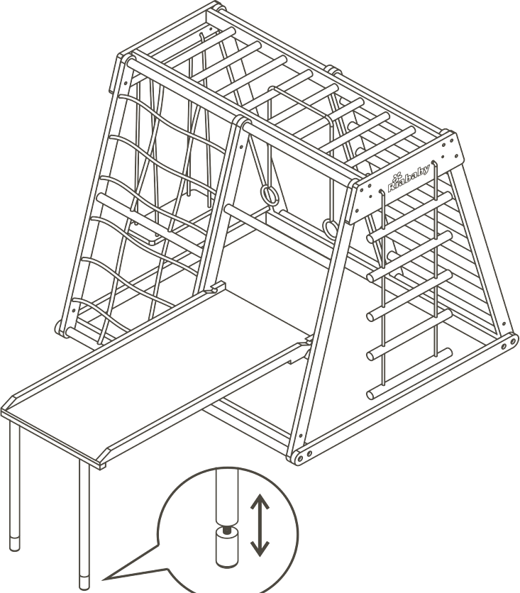 The reversible slide supported by two included legs, with the other end attached to the playhouse