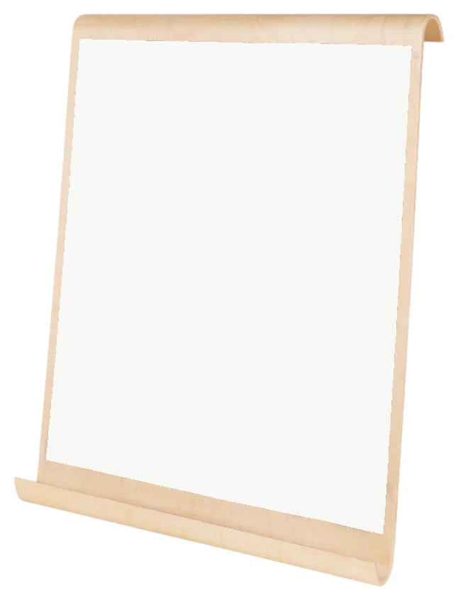 Whiteboard side of the curved wooden board
